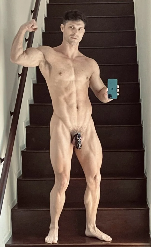 Gay actor Devin Franco - nude photo - his penis in chastity cage